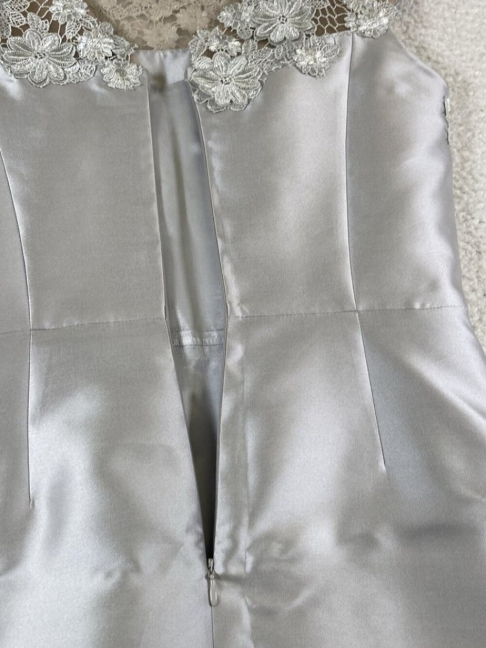 Nina Raynor Floral Lace Silver Evening Dress Gown Size 6 - Picture 8 of 13